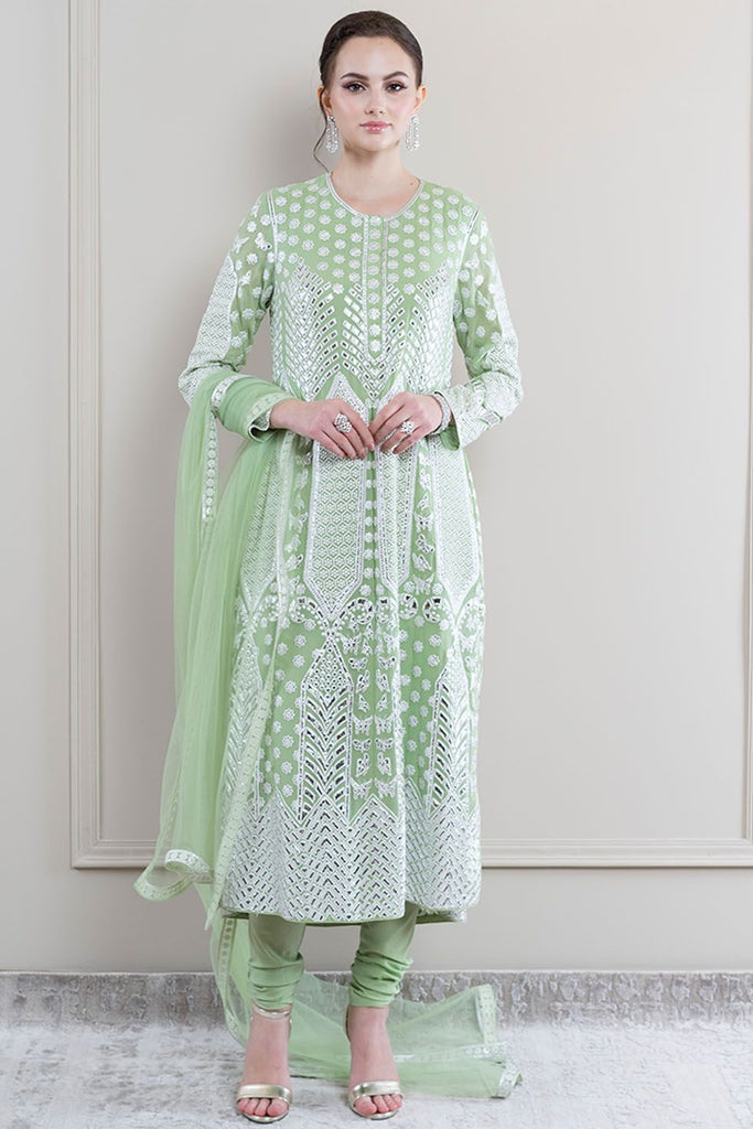 29-10-Georgette Hand Worked Party Wear Gown Kurti-Peacock Green-29-10-005 –  Colours Trendz